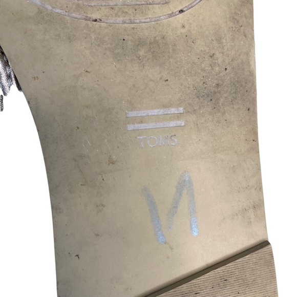 Toms Leather Slide Sandal in platinum H-shaped band 8.5 - Picture 12 of 15